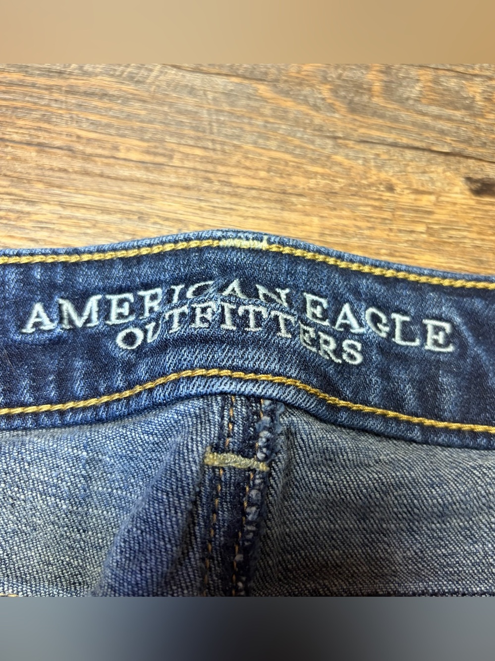 2013 American Eagle Favorite Boyfriend Jeans Stretch Blue Dark Wash Women’s 14 - Picture 3 of 11